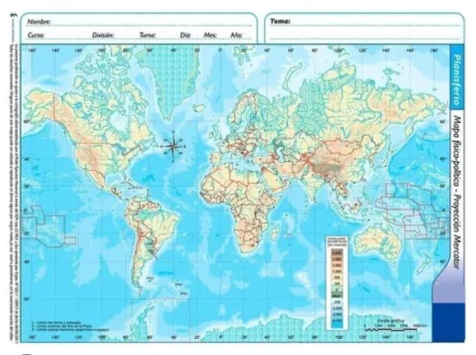 Mapas n°5 Arg/Asia/C. Americano/ Europa/A. del Sur/ Planisferio