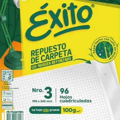 Hojas x96 Exito cuadriculada margen reforzado