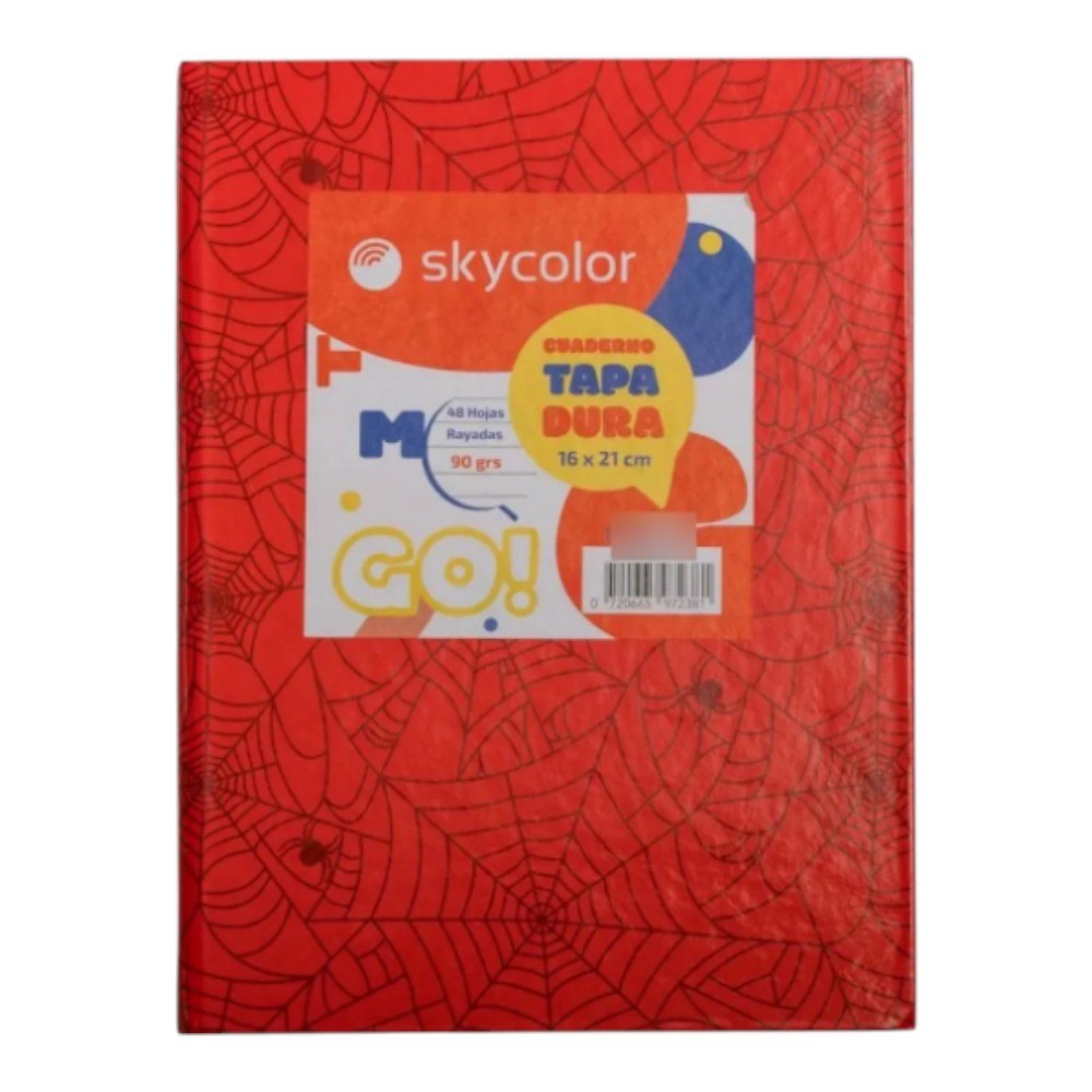Cuaderno rayado Sky araña 42 hojas rojo/azul/ verde