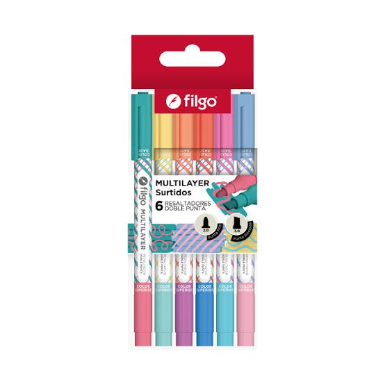 Resaltador multilayer x6 doble punta Filgo